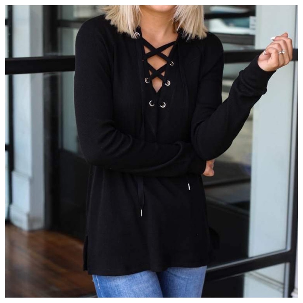 NWOT Z supply lace up hoodie